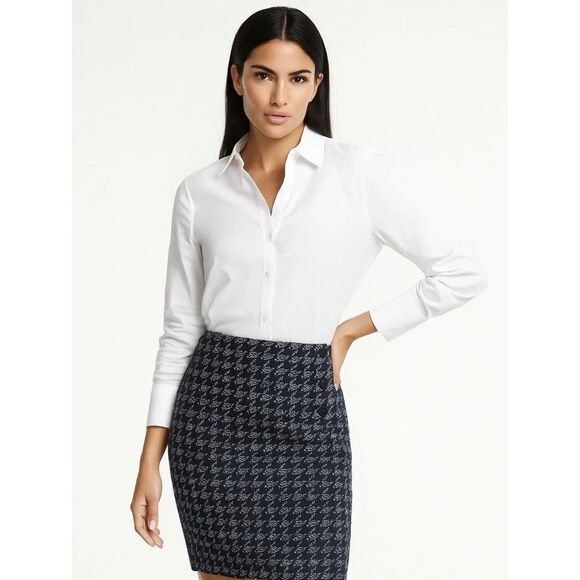 ANN TAYLOR MULTICOLOR HOUNDSTOOTH TWEED STRAIGHT CASUAL CLASSIC SKIRT SZ: 8P NWT - Picture 1 of 6